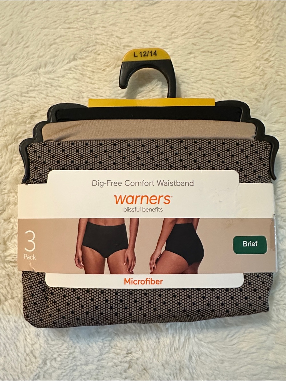 Warners Women's Microfiber Briefs 3-Pack in Black, Beige, and Patterned Brown